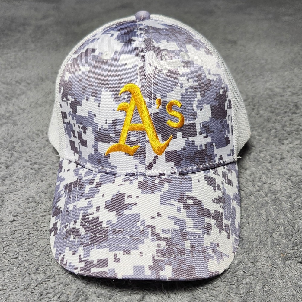 Budweiser Oakland Athletics OSFM Trucker Hat Grey Camo Mesh Snapback A's Logo